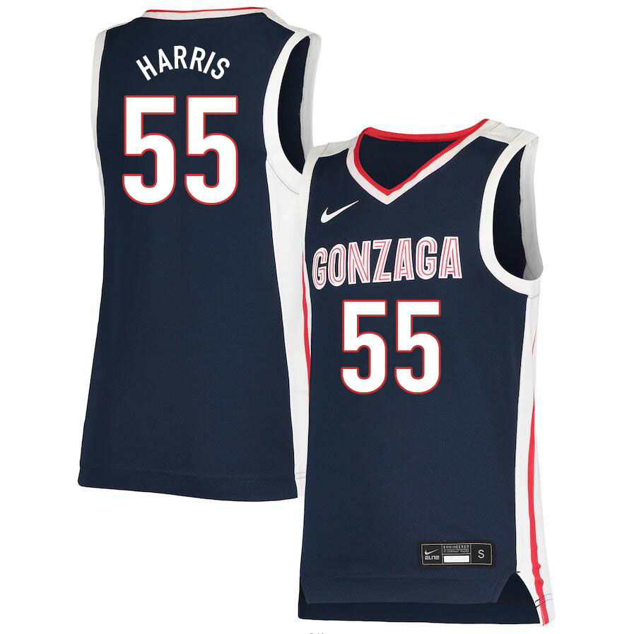 Men #55 Dominick Harris Gonzaga Bulldogs College Basketball Jerseys Sale-Navy - Click Image to Close